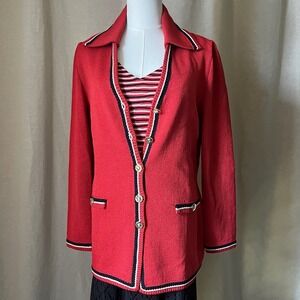 St. John Collection Red Santana Knit Jacket & Shell Set Size 4 Small USA